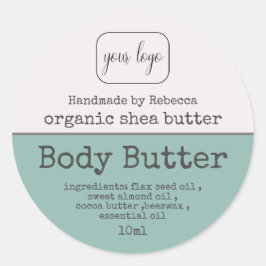 ダスティーモダンブルー体バターあなたのロゴラベルを追加 ラウンドシール