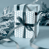 ダスティーモダンブルー幾何学模様、水玉模様、樹木 ラッピングペーパーシート