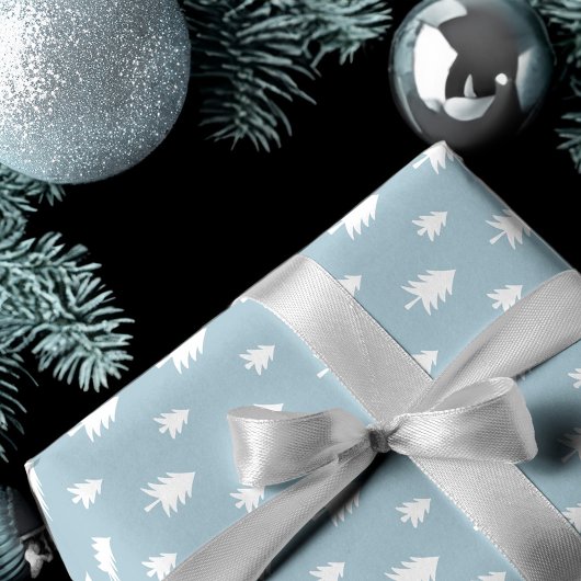 ダスティーモダンブルー幾何学模様、水玉模様、樹木 ラッピングペーパーシート