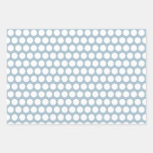 ダスティーモダンブルー幾何学模様、水玉模様、樹木 ラッピングペーパーシート (正面3)
