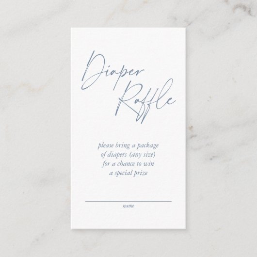ダスティーモダンブルー手書おむつラッフル エンクロージャーカード (正面)