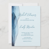 ダスティーモダンブルー海軍ブライダルシャワー 招待状 (正面)