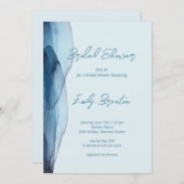 ダスティーモダンブルー海軍ブライダルシャワー 招待状 (正面/裏面)