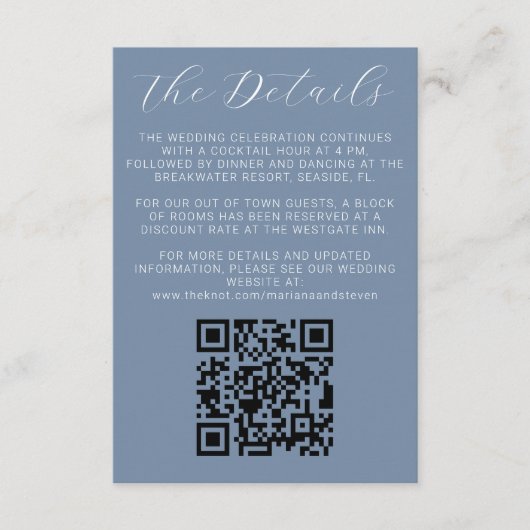 ダスティーモダンブルー結婚式招待状詳細 エンクロージャーカード (正面)