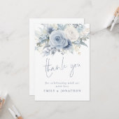 ダスティーモダンブルー花模様ありがとう カード (正面/裏面インサイチュ)