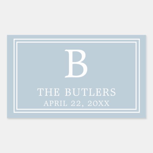 ダスティーモダンブルー長方形ステッカー 長方形シール (正面)