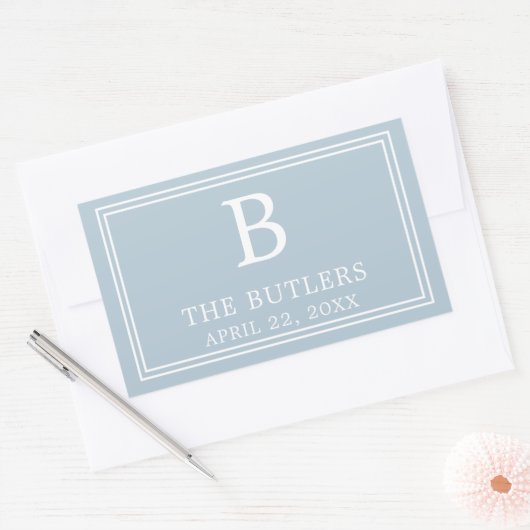 ダスティーモダンブルー長方形ステッカー 長方形シール (封筒)