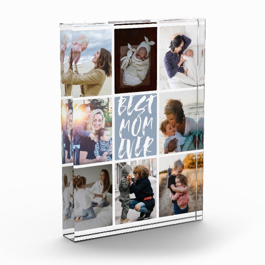 ダスティーモダンブルー8フォトコラージュ最高のママ フォトブロック (左)