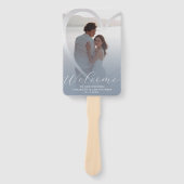 ダスティーモダンブルー&シルバーホワイト結婚式 プログラム ハンドファン (正面)