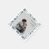 ダスティーモダンブルー&フォト結婚ズ スタンダードカクテルナプキン (角)