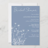 ダスティーモダンブルー&ホワイトワイルドフラワーブライダルシャワー 招待状 (正面)