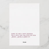 ダスティーモダンマウヴ&バラ金ゴールドクリスマスフォト 箔シーズンカード (裏面)