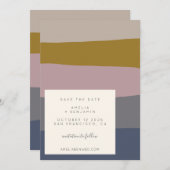 ダスティーモダンマーブとブルーカラーブロックミニマリスト セーブザデート (正面/裏面)