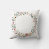 ダスティーローズとユーカリの水彩花輪 クッション (裏面)