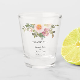 ダスティーローズのウェディングエレガントな花のスクリプトのお礼 ショットグラス