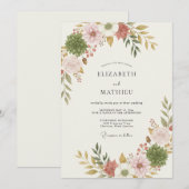 ダスティーローズのオーガニック多肉植物の結婚式 招待状 (正面/裏面)