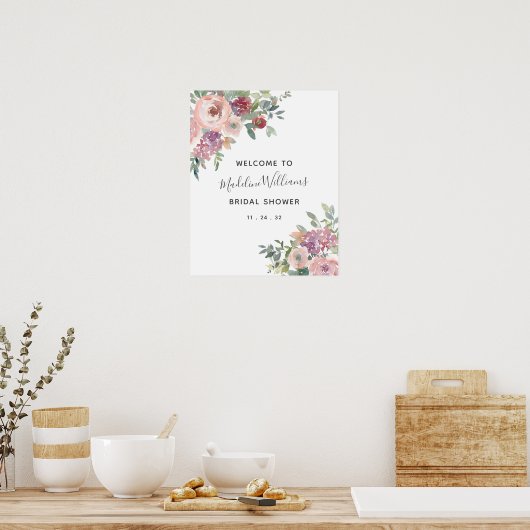 ダスティーローズのグリーンウェルカムポスター ポスター (キッチン)