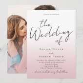 ダスティーローズの結婚式招待状の写真QRコード 招待状 (正面/裏面)