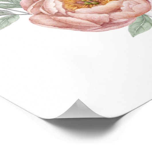 ダスティーローズの花のブライダルシャワー写真ウェルカムサイン ポスター (角)