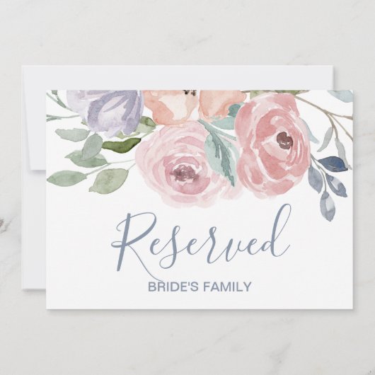 ダスティーローズの花の結婚式予約サイン 招待状 (裏面)