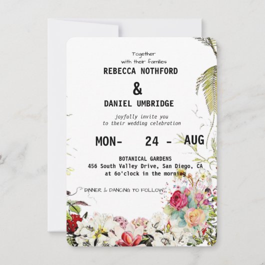 ダスティーローズの花の結婚式招待状　ステップごとに詳しく 招待状 (正面)