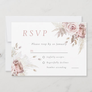 ダスティーローズの花嫁用デジタルRSVP 招待状