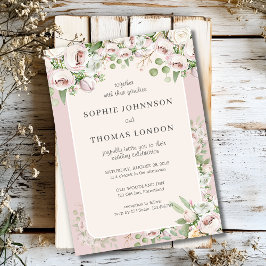 ダスティーローズの花水彩結婚式 招待状