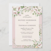 ダスティーローズの花水彩結婚式 招待状 (正面)