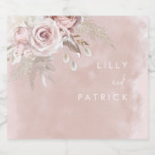 ダスティーローズの花 水彩 フラッシュ 結婚 婚約 ビールラベル (シングルラベル)