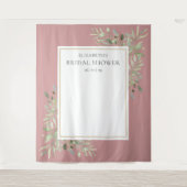 ダスティーローズの葉 ブライダルシャワーの写真用背景 タペストリー (正面)