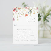 ダスティーローズの野花の結婚式食事選択RSVP 出欠カード (スタンド正面)