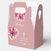 ダスティーローズエレガント水彩花モチーフの洗礼 フェイバーボックス (オープン)