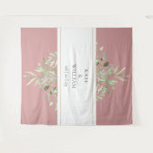 ダスティーローズグリーンウェディングフォトブース背景 タペストリー (正面(横))