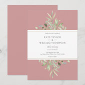 ダスティーローズグリーンウェディング招待状 招待状 (正面/裏面)