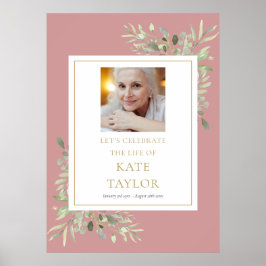 ダスティーローズグリーン写真人生のお祝い看板 ポスター