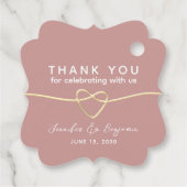 ダスティーローズゴールドハートウェディング フェイバータグ (裏面)