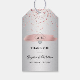 ダスティーローズゴールドホイルハートウェディングサンクス ギフトタグ