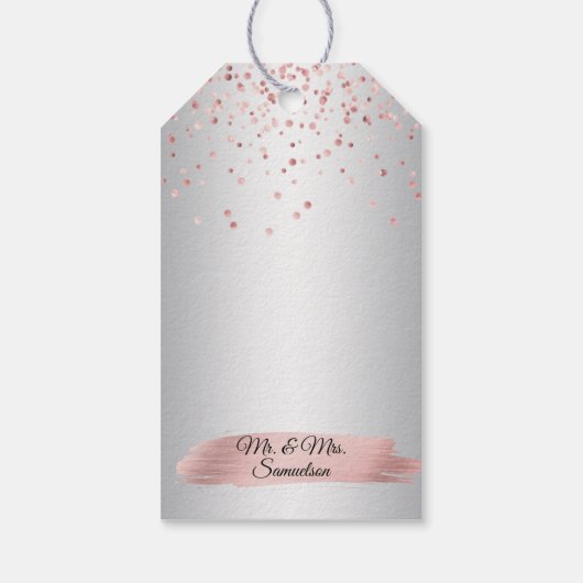 ダスティーローズゴールドホイルハートウェディングサンクス ギフトタグ (裏面)