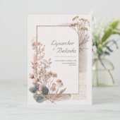 ダスティーローズゴールドホイルユーカリウェディング 招待状 (スタンド正面)
