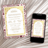 ダスティーローズゴールド　イスラム模様　イスラム教徒の結婚式 招待状