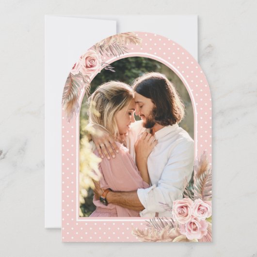 ダスティーローズパンパスグラスアーチ ネイビー ブライダルシャワー 招待状 (裏面)