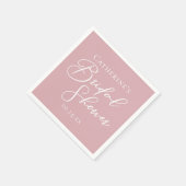 ダスティーローズピンクのウェディングシャワー パーソナライズド スタンダードカクテルナプキン (角)