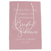 ダスティーローズピンクのウェディングシャワー 専用 ミディアムペーパーバッグ (正面)