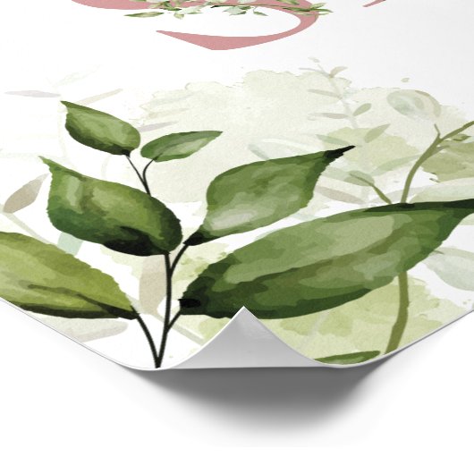 ダスティーローズピンクのグリーンウェルカムサイン ポスター (角)