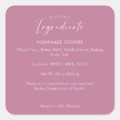 ダスティーローズピンクのパン作り材料商品 スクエアシール (正面)