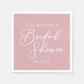 ダスティーローズピンクのブライダルシャワー パーソナライズド スタンダードカクテルナプキン (正面)