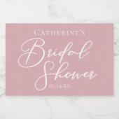 ダスティーローズピンクのブライダルシャワー パーソナライズ ミニ スパークリングワインラベル (シングルラベル)