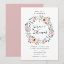 ダスティーローズピンクの水彩花輪 | 結婚式