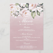 ダスティーローズピンクの水彩誕生日結婚式 メニュー (正面)