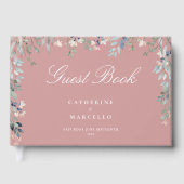 ダスティーローズピンクの花束 ウェディング ワイルドフラワーのカスケード ゲストブック (正面)